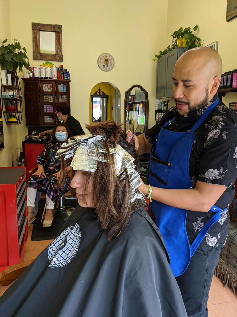 Benjamin doing hair color